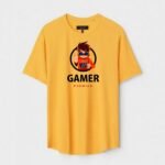 Yellow Unisex DOT KNIT Regular Fit Printed Round Neck T-Shirt