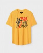Yellow Unisex DOT KNIT Regular Fit Printed Round Neck T-Shirt