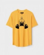 Yellow Unisex DOT KNIT Regular Fit Printed Round Neck T-Shirt