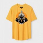 Yellow Unisex DOT KNIT Regular Fit Printed Round Neck T-Shirt