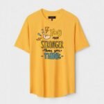 Yellow Unisex Polyster Regular Fit Printed Round Neck T-Shirt