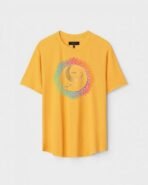 Yellow Unisex DOT KNIT Regular Fit Printed Round Neck T-Shirt