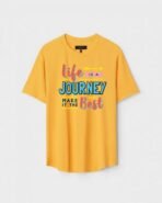 Yellow Unisex Polyster Regular Fit Printed Round Neck T-Shirt