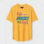 Yellow Unisex DOT KNIT Regular Fit Printed Round Neck T-Shirt