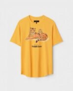 Yellow Unisex DOT KNIT Regular Fit Printed Round Neck T-Shirt