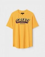 Yellow Unisex Polyster Regular Fit Printed Round Neck T-Shirt