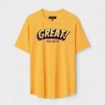 Yellow Unisex DOT KNIT Regular Fit Printed Round Neck T-Shirt