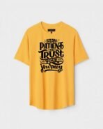 Yellow Unisex Polyster Regular Fit Printed Round Neck T-Shirt