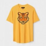 Yellow Unisex DOT KNIT Regular Fit Printed Round Neck T-Shirt
