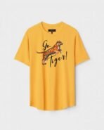 Yellow Unisex DOT KNIT Regular Fit Printed Round Neck T-Shirt