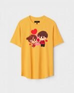 Yellow Unisex Cotton Regular Fit Printed Round Neck T-Shirt