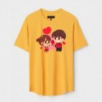 Yellow Unisex DOT KNIT Regular Fit Printed Round Neck T-Shirt