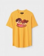 Yellow Unisex Polyster Regular Fit Printed Round Neck T-Shirt