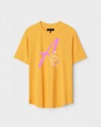 Yellow Unisex DOT KNIT Regular Fit Printed Round Neck T-Shirt