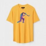 Yellow Unisex DOT KNIT Regular Fit Printed Round Neck T-Shirt