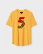 Yellow Unisex Cotton Regular Fit Printed Round Neck T-Shirt