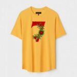 Yellow Unisex DOT KNIT Regular Fit Printed Round Neck T-Shirt