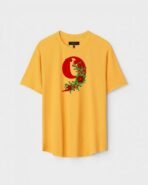 Yellow Unisex Polyster Regular Fit Printed Round Neck T-Shirt