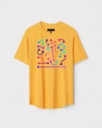 Yellow Unisex Polyster Regular Fit Printed Round Neck T-Shirt