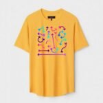 Yellow Unisex DOT KNIT Regular Fit Printed Round Neck T-Shirt