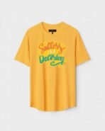 Yellow Unisex DOT KNIT Regular Fit Printed Round Neck T-Shirt