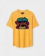 Yellow Unisex Polyster Regular Fit Printed Round Neck T-Shirt