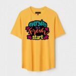 Yellow Unisex Polyster Regular Fit Printed Round Neck T-Shirt