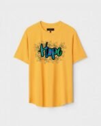 Yellow Unisex Cotton Regular Fit Printed Round Neck T-Shirt
