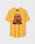 Yellow Unisex Cotton Regular Fit Printed Round Neck T-Shirt