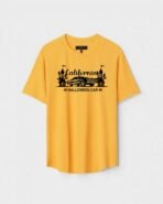 Yellow Unisex DOT KNIT Regular Fit Printed Round Neck T-Shirt