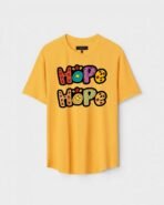 Yellow Unisex DOT KNIT Regular Fit Printed Round Neck T-Shirt