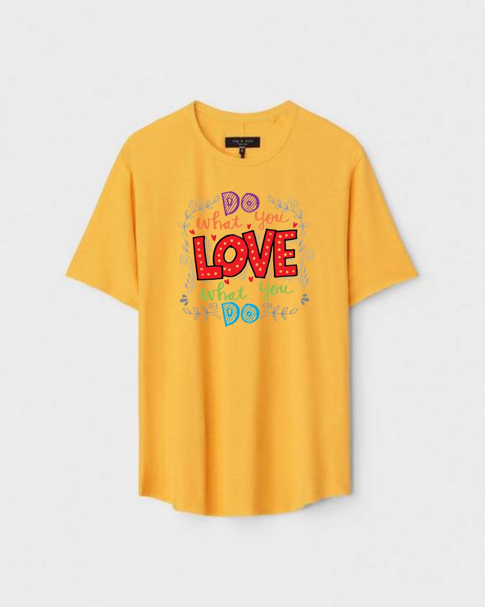 YLW-CTN-O-002-scaled-1.jpg Yellow Unisex Polyster Regular Fit Printed Round Neck T-Shirt - Image 1