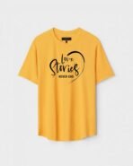 Yellow Unisex Polyster Regular Fit Printed Round Neck T-Shirt