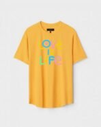 Yellow Unisex Cotton Regular Fit Printed Round Neck T-Shirt