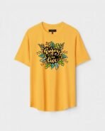 Yellow Unisex Polyster Regular Fit Printed Round Neck T-Shirt