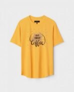 Yellow Unisex Polyster Regular Fit Printed Round Neck T-Shirt