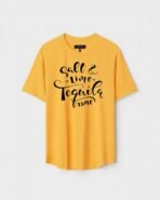 Yellow Unisex DOT KNIT Regular Fit Printed Round Neck T-Shirt