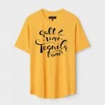 Yellow Unisex Polyster Regular Fit Printed Round Neck T-Shirt