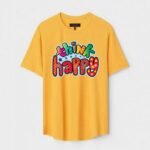 Yellow Unisex Polyster Regular Fit Printed Round Neck T-Shirt