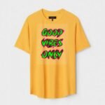 Yellow Unisex DOT KNIT Regular Fit Printed Round Neck T-Shirt