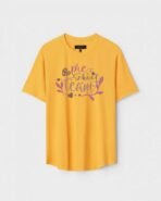 Yellow Unisex Polyster Regular Fit Printed Round Neck T-Shirt