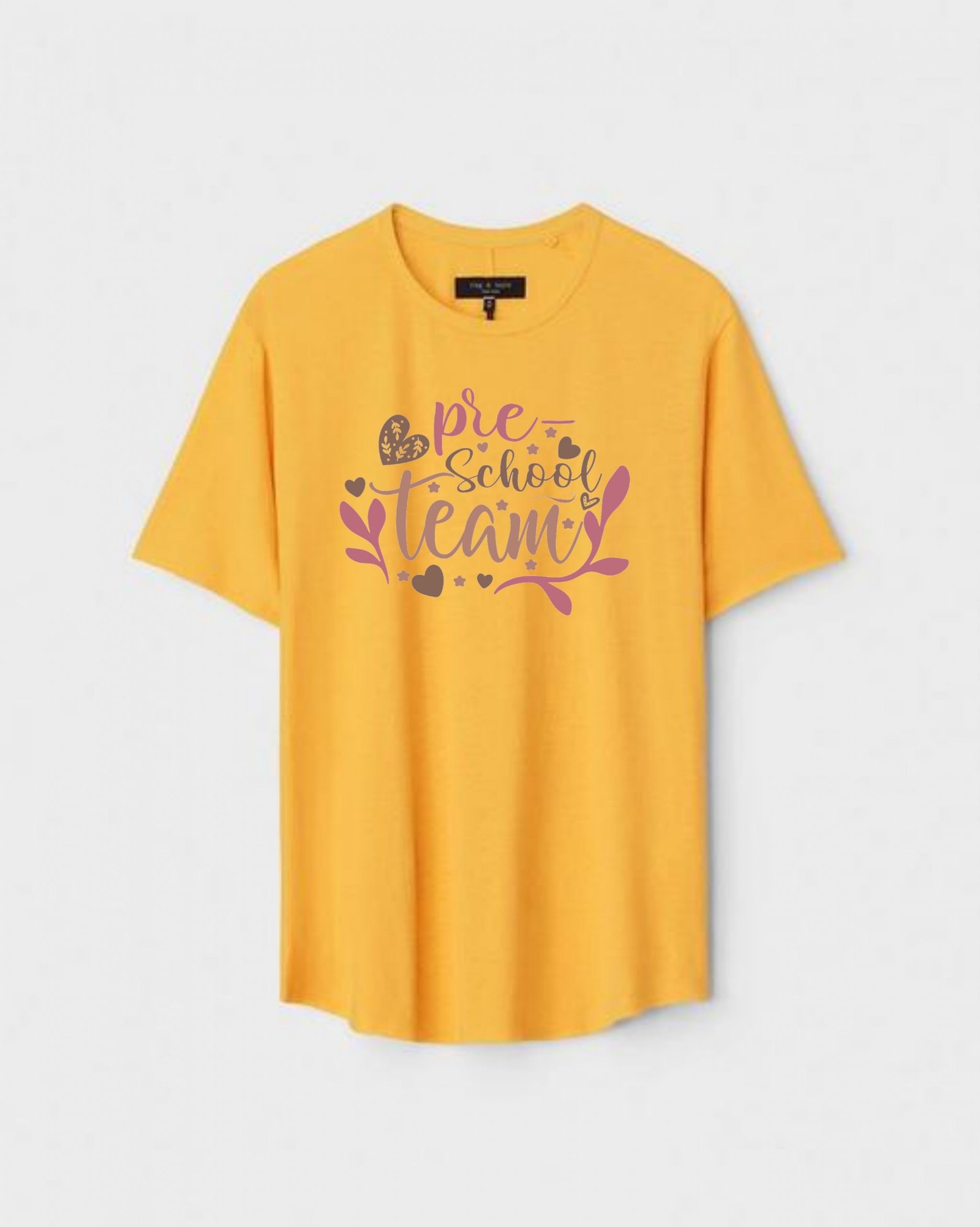 YLW-CTN-P-006-scaled-1.jpg Yellow Unisex Polyster Regular Fit Printed Round Neck T-Shirt - Image 1