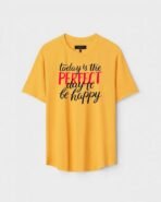 Yellow Unisex Polyster Regular Fit Printed Round Neck T-Shirt