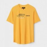 Yellow Unisex DOT KNIT Regular Fit Printed Round Neck T-Shirt
