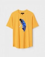 Yellow Unisex DOT KNIT Regular Fit Printed Round Neck T-Shirt