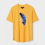 Yellow Unisex DOT KNIT Regular Fit Printed Round Neck T-Shirt