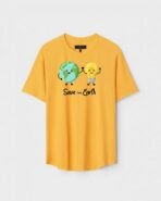 Yellow Unisex Polyster Regular Fit Printed Round Neck T-Shirt