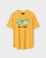 Yellow Unisex Polyster Regular Fit Printed Round Neck T-Shirt
