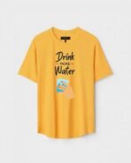 Yellow Unisex DOT KNIT Regular Fit Printed Round Neck T-Shirt