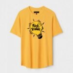 Yellow Unisex Polyster Regular Fit Printed Round Neck T-Shirt
